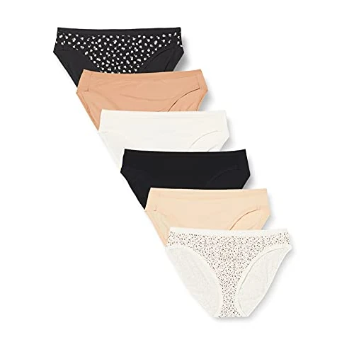Offerta a tempo: Amazon Essentials Slip Bikini a Taglio Alto in Cotone Elasticizzato Donna, Confezione da 6, Floreale/Multicolore/Pois, 52 - 4% da 14.10 € a 13.50 €