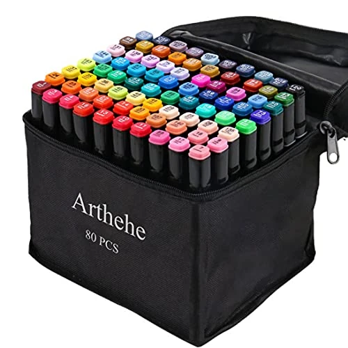 Tijdelijke aanbieding: 80 kleurenmarkers met penseelpunt, professionele markers voor volwassenen en kinderen, voor schetsen, kleuren, manga van 29.98 EUR naar 17.99 EUR (korting 40%)