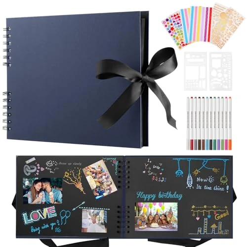 Offerta a tempo: Album Fotografico Scrapbooking, 80 Pagine Nere, Portafoto DIY, Blu - 6% da 16.99 € a 15.99 €