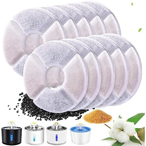 Oferta limitada: RBAYSALE Filtros para Fuente de Gatos, 10 Piezas, 1.6-2.4L Filtro de Carbón con Resina y Carbón Activo para Mantener el Agua Limpia de 19.99 € a 14.93 € (ahorro 25%)
