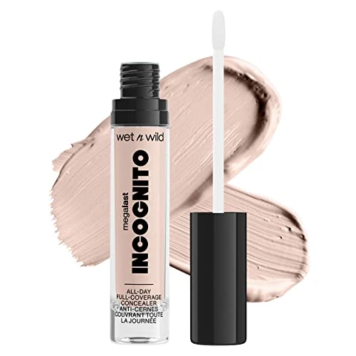 wet n wild, Megalast Incognito Full-Coverage Concealer, Harmonieux et Richement Pigmenté, Couvrance Moyenne à Complète, Rendu Mat, Formule Nourrissante et Hydratante, au Beurre de Karité, Light Beige