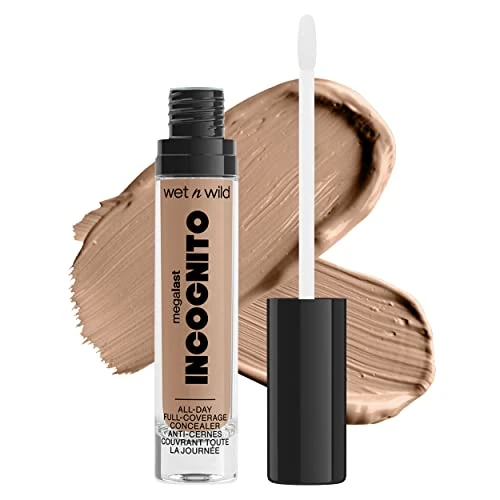 wet n wild, Megalast Incognito Full-Coverage Concealer, Correttore Riccamente Pigmentato, Modulabile da Medium-to-Full, Finito Opaco, Formula Nutritiva e Idratante, con Burro di Karitè, Light Honey