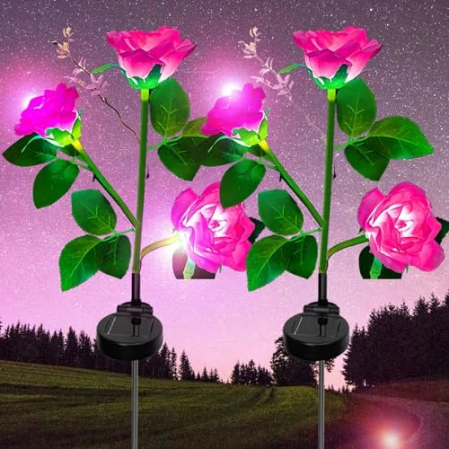 Offerta a tempo: XVZ Luci Solari Giardino Esterno, fiore di rosa più grande e ampio pannello solare LED Lampada Solare da Esterno impermeabile, decorazione per giardino, prato, terrazza, Nozze, Festa (Rosa) - 0.00% da 19.99 € a 19.99 €