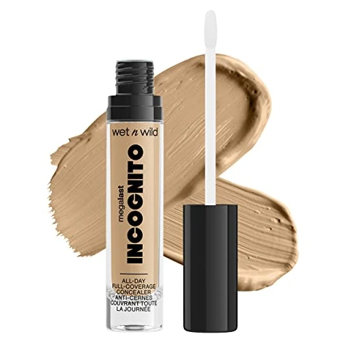 Wet n wild, Megalast Incognito Full-Coverage Concealer, Corrector Ricamente Pigmentado, Cobertura Media a Completa, Acabado Mate, Fórmula Nutritiva e Hidratante con Manteca de Karité, Medium Honey