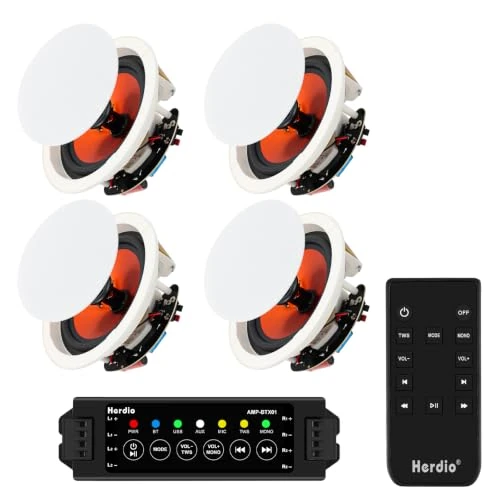 Offerta a tempo: Herdio 6.5 pollici 4PCS 600Watt Altoparlanti da soffitto Sistema di altoparlanti domestici da incasso perfetto per, cucina, camera da letto, bagno, patio coperto - 15% da 127.83 € a 108.80 €