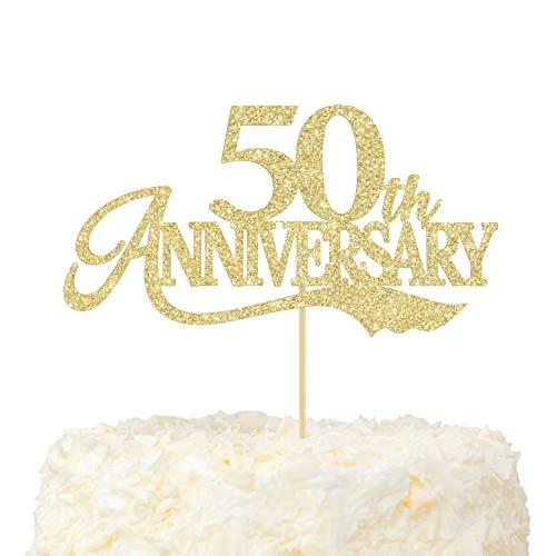 Offre limitée : LOVENJOY 50th Anniversary Gâteau Topper Paillettes Dorées 50e Anniversaire de Mariage Decoration Gateau pour Célébration de 50 Ans de Mariage de 7.99 € à 7.99 € (0.00% de remise)