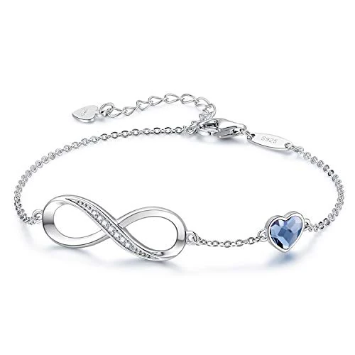 Offerta a tempo: LOUISA SECRET Bracciale Donna Argento 925 Infinito Bracciali Cuore (Argento - Blu-2, Argento sterling) - 18% da 65.99 € a 54.14 €