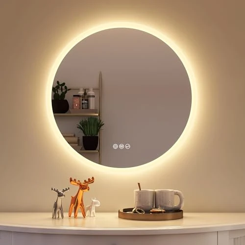 Offerta a tempo: STARLEAD Specchio-Bagno-con-Luce e Bluetooth 60cm, Specchio-Rotondo-Bagno-LED con Antifog, Dimmerabile, 3 Colori Luce, Memoria, IP44, HD Vetro Temperato - 0.00% da 159.99 € a 159.99 €