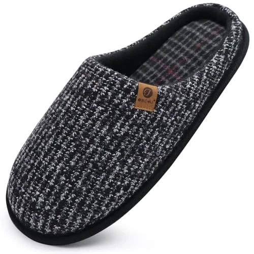 Oferta limitada: ONCAI Zapatillas de Estar en Casa Hombre Tejer Invierno Cálido Pantuflas Alta Densidad Espuma de Memoria Zapatos Con Antideslizante Suela Negro Tallas 43 de 16.99 EUR a 14.56 EUR (ahorro 14%)