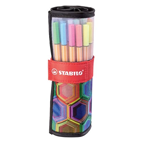 Rotulador punta fina STABILO point 88 - Estuche ARTY rollerset con 25 colores