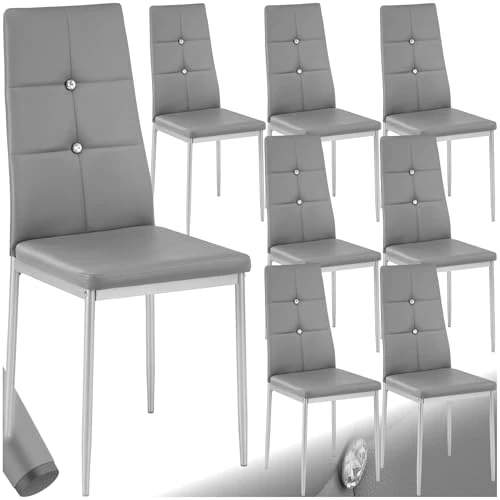 tectake 800882 Lot de 8 chaises de salle à manger Gris 40 x 42 x 97 cm