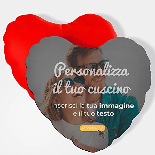 Offerta a tempo: AL PRODUCTION Cuscino Personalizzato con Foto e Testo a Forma di Cuore 40x40 cm con Stampa Fronte e Retro Personalizzabile e Imbottitura Inclusa - Idea Regalo Uomo e Donna Compleanno - Made in Italy - 0.00% da 15.90 € a 15.90 €