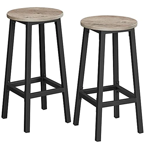 Offerta a tempo: VASAGLE Set di 2 Sgabelli da Bar, Sedie da Cucina, Struttura in Metallo, Montaggio Facile, Alto 65 cm, con Poggiapiedi, per Cucina, Soggiorno, Sala da Pranzo, Greige Melange e Nero LBC032B02 - 9% da 55.99 € a 50.99 €