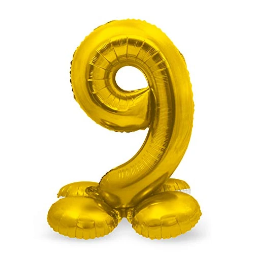 Offerta a tempo: Folat 64709 Palloncino di alluminio con Base Numero Figura 9 Oro 86 cm - decorazione palloncino di elio per compleanno, anniversario - 0.00% da 13.51 € a 13.51 €