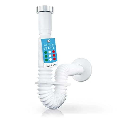 Offerta a tempo: Bächlein Tubo Flessibile di Scarico per Lavabo - G 1 1/4" x 32 mm, Estensibile da 320-800 mm, Sifone Antiodore Regolabile Individualmente - 0.00% da 14.95 € a 14.95 €