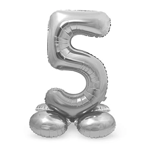 Offerta a tempo: Folat 64715 Palloncino di alluminio con Base Numero Figura 5 Argento 86 cm - decorazione palloncino di elio per compleanno, anniversario - 0.00% da 7.86 € a 7.86 €