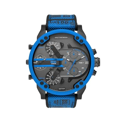 Oferta limitada: Diesel Mr. Daddy Reloj para Hombre, Movimiento multifunción de cuarzo con correa de piel, sintética o silicona, 57 mm, Grafito y azul de 409.00 € a 97.60 € (ahorro 76%)