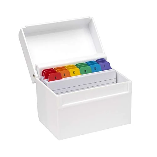 Offerta a tempo: Osco Scatola per indice in plastica bianca lucida | Regolare | Divisori dalla A alla — 8% da 19,01 € a 17,43 €