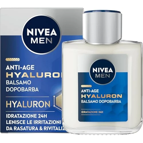 NIVEA MEN Hyaluron Bálsamo After Shave Antiedad con Ácido Hialurónico (1 x 100 ml), bálsamo hidratante para calmar la piel tras el afeitado, bálsamo facial refrescante