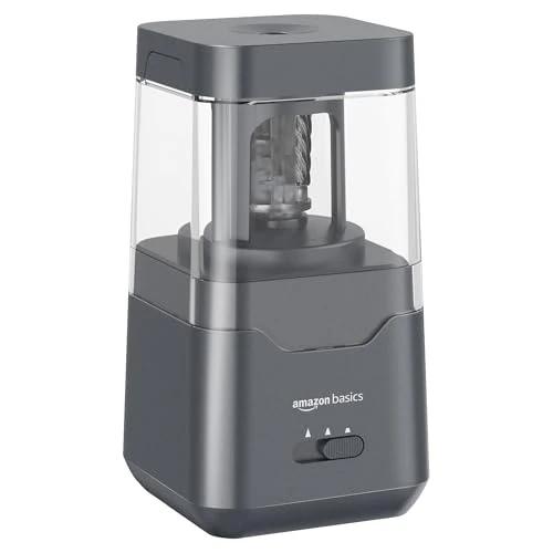Offerta a tempo: Amazon Basics Temperamatite elettrico portatile, lama a spirale, arresto automatico, alimentato a batteria/USB, Nero, 7.1 x 7.1 x 13.46 cm - 30% da 16.05 € a 11.18 €