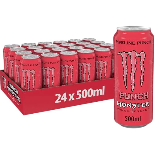 Monster Energy Pipeline Punch Energy Juice with Taurine, L-Carnitine, Inositol & B Group Vitamins, Energy Juice, Orange & Guava, 24 x 500 ml