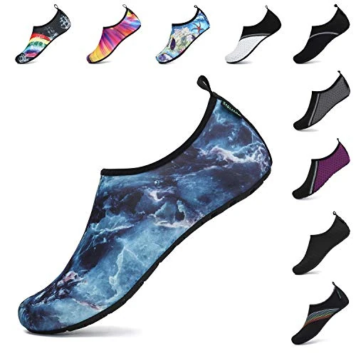 SAGUARO Unisex Bathing Shoes, Men's Swimming Shoes, Women's Quick-Drying Water Shoes, Outdoor Aqua Shoes, 37-47 EU, Marbled Blue, 4 UK