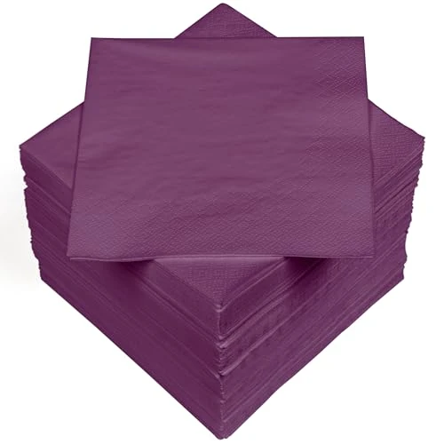 Offerta a tempo: HEKU 100 tovaglioli in tinta unita, 3 strati, 33 x 33 cm, qualità uniforme per eventi e gastronomia, pratica confezione da 5, altamente assorbenti ed eleganti, viola - 38% da 12.53 € a 7.72 €