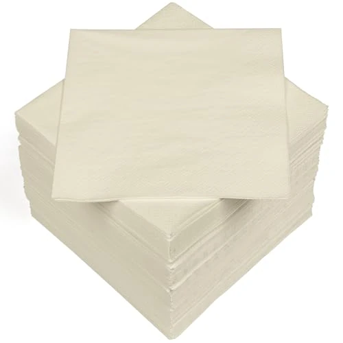 HEKU 30241-02: 100 Plain Napkins, 3-ply, 33 x 33 cm, Cream
