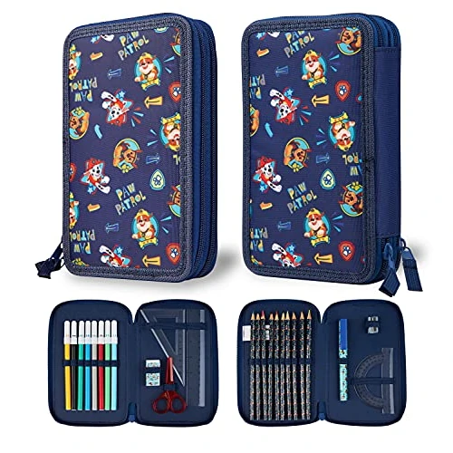 Offre limitée : Paw Patrol Trousse Scolaire 2 Compartiments ou Trousse 3 Compartiments avec Fournitures Scolaires, Crayon de Couleur, Kit Papeterie, Cadeau Enfant (Navy Double Zip) de 19.49 EUR à 19.49 EUR (remise 0%)