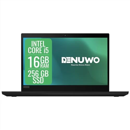 Lenovo Thinkpad Pc Portatile Notebook Intel Core i5 8th, 16 Gb Ram, 256 Gb SSD, Display da 14" FHD, WiFi, Windows 11 Pro + Libre Office (Ricondizionato)