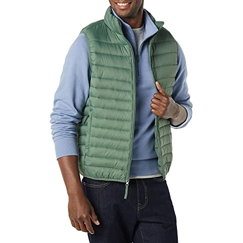 Amazon Essentials Lichtgewicht waterbestendig opvouwbaar donsvest voor heren, groen, M