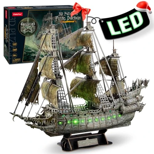 Tijdelijke aanbieding: CubicFun 3D-puzzel modelbouwset met ledverlichting voor volwassenen, Pirates of the Caribbean, De Vliegende Hollander, modelbouwgeschenk voor volwassenen, kinderen, meisjes, jongens, 360 stukjes van 47.01 EUR naar 47.01 EUR (korting 0%)
