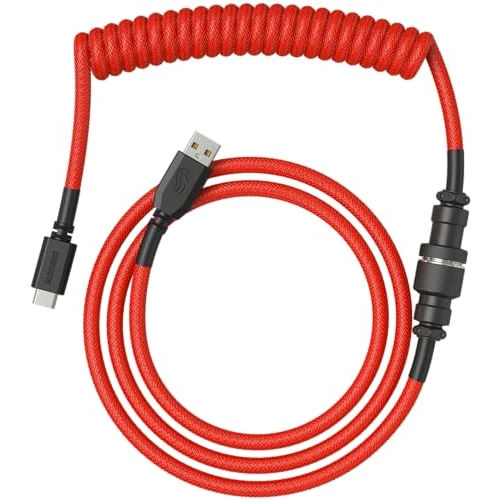 Offerta a tempo: GLORIOUS Gaming Coiled Keyboard Cable premium - Connessione USB-A (PC) e USB-C (tastiera) placc. in oro, anti-intreccio, rivest. intrecc. doppio, aviator Mid-Connection a 5 pin - Rosso cremisi - 50% da 49.99 € a 24.99 €