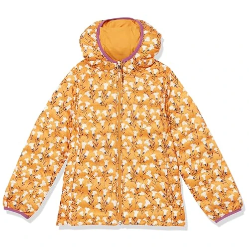 Limited-time offer: Amazon Essentials Girls' Lightweight Water-Resistant Packable Hooded Puffer Jacket, Yellow Floral, 4 Years from 15.90 £ to 11.45 £ (save 28%)