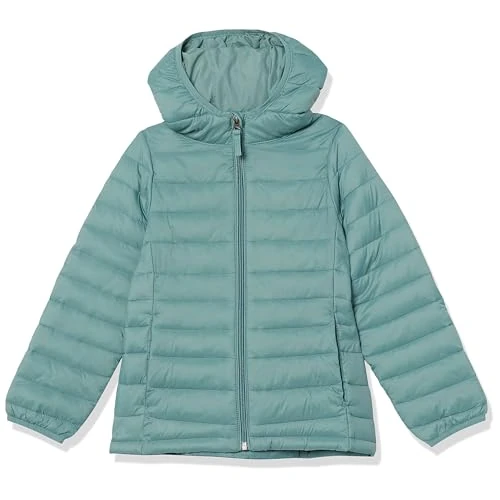 Amazon Essentials Chaqueta Acolchada Ligera y Resistente al Agua para niñas pequeñas, Verde, 3T