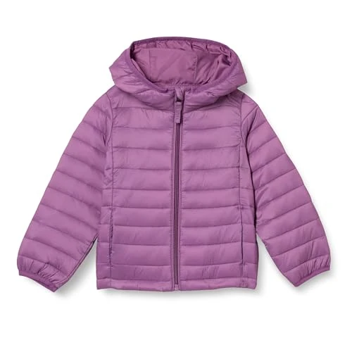 Amazon Essentials Doudoune à Capuche Légère, Paquetable et Résistante à L’Eau Fille, Violet Grisé, 3 Ans