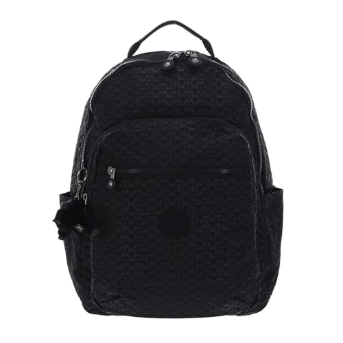 Kipling Seoul Mochila Grande, Signature Emb (Negro)