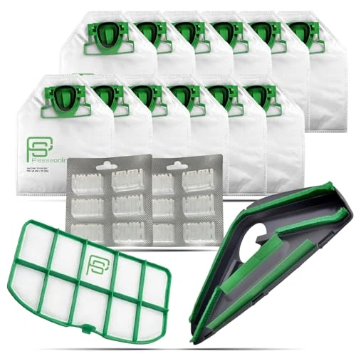 Kit Risparmio 12 Sacchetti Folletto VK200, 12 Profumatori, 1 Filtro Folletto VK200 Griglia Motore, 1 Sottospazzola | Ricambi Compatibili per Folletto | Soluzione Tutto-in-Uno per Casa Sempre Pulita