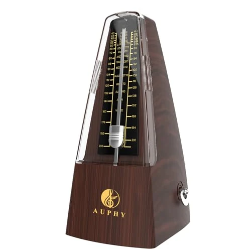 AUPHY Metronomo Meccanico Con Campana, Ritmo Accurato Facile Usare Forma Classica, Metronomo Meccanico Universale per Pianoforte Chitarra Sassofono Batteria Clarinetto ect（Venatura legno）