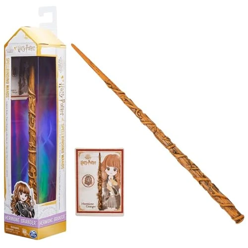 HARRY POTTER-WIZARDING WORLD - VARITA HERMIONE GRANGER DELUXE - Auténtica Varita de Hermione Granger de 30 cm con Tarjeta de Hechizo - 6062057 - Juguetes Niños 6 Años +