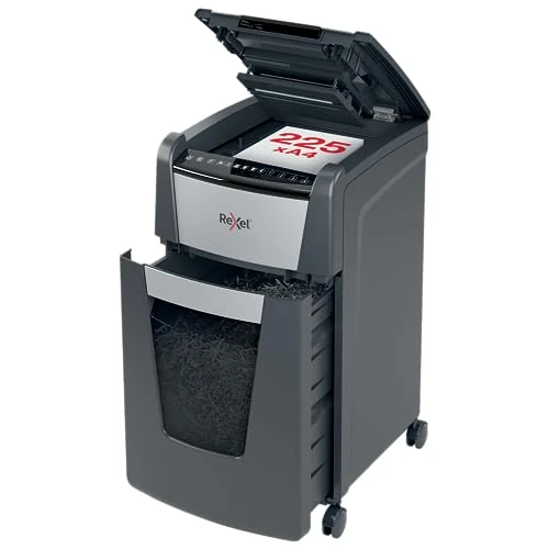 Zeitlich begrenztes Angebot: Rexel Optimum AutoFeed+ 225M Automatischer Aktenvernichter, 225 Blatt automatisch, Sicherheitsstufe P5, Mikroschnitt, für Büros und Abteilungen, 60 Liter Abfallbehälter, mit Lenkrollen, 2020225MEU von 565.43 € auf 565.43 € (0.