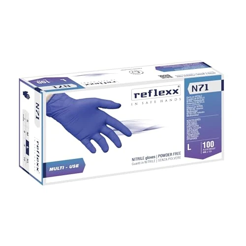 Reflexx N71/L Nitrile Gloves Hypoallergenic Powder Free - Size 4.2 (M)