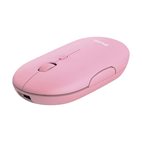 Offre limitée : Trust Puck Souris sans Fil Rechargeable, Bluetooth ou 2,4 GHz avec Mini Récepteur USB, Bouton PPP, Ergonomique, Souris Plate Silencieuse pour Ordinateur Portable/PC/Mac/Macbook/Chromebook/iPad - Rose de 22.20 EUR à 9.99 EUR (remise 55%)