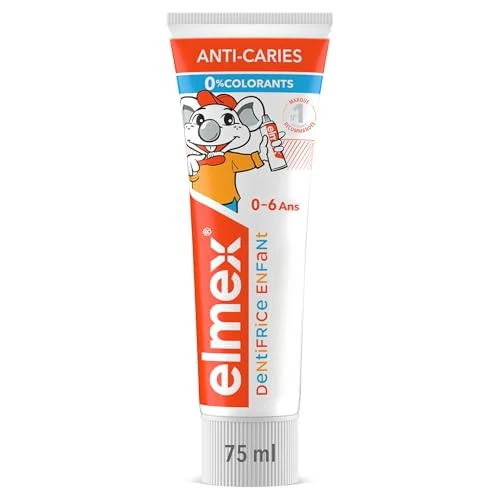 Dentifricio Elmex Bambino - Anticarie - 0% coloranti - Protegge dalla carie - Dentifricio bambino con tecnologia di rafforzamento dei denti - Dentifricio bambino 0-6 anni, 75 ml