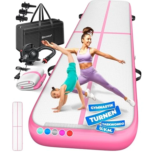 Oferta limitada: KESSER® Colchoneta de gimnasia, inflable Airtrack, colchoneta de gimnasia 3/4/5/6 m | Esterilla de yoga, esterilla de Tumbling, esterilla de ejercicio, Rosa, 500 x 100 x 10 cm de 187.80 € a 187.80 € (ahorro 0.00%)
