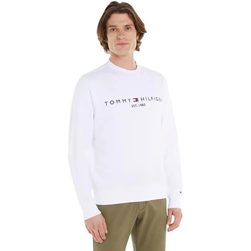 Limitiertes Angebot: Tommy Hilfiger Herren Sweatshirt Tommy Logo ohne Kapuze, Weiß (White), XL von 109.90 EUR auf 77.99 EUR (Spare 29%)