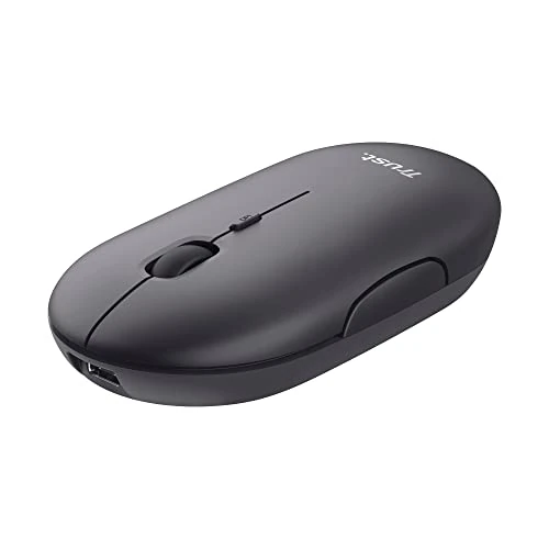 Offerta a tempo: Trust Puck Mouse Wireless Ricaricabile, Bluetooth o 2.4 GHz con Mini Ricevitore USB, Silenzioso, Pulsante DPI, Mouse Bluetooth Ergonomico ‎Senza Fili per PC, Macbook, Mac, Computer, iPad - Nero - 49% da 21.99 € a 11.19 €