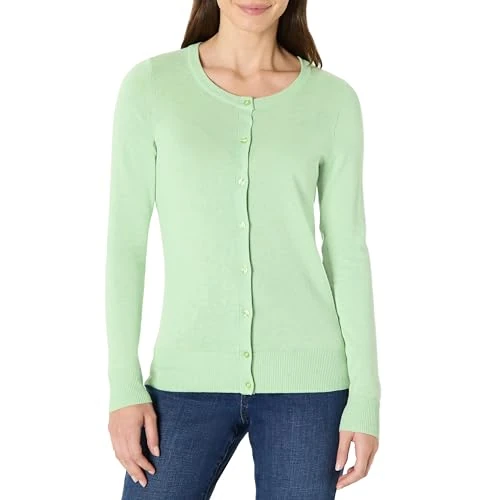 Amazon Essentials Damen Leichte Rundhalsstrickjacke (Erhältlich In Übergröße), Salbeigrün, S