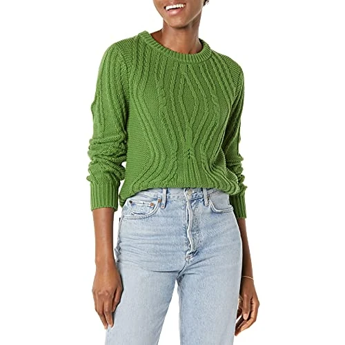 Offre limitee: Amazon Essentials Pull Ras-du-Cou Torsadé 100% Coton Femme, Vert, XS de 33.40 EUR a 33.40 EUR (economie 0%)