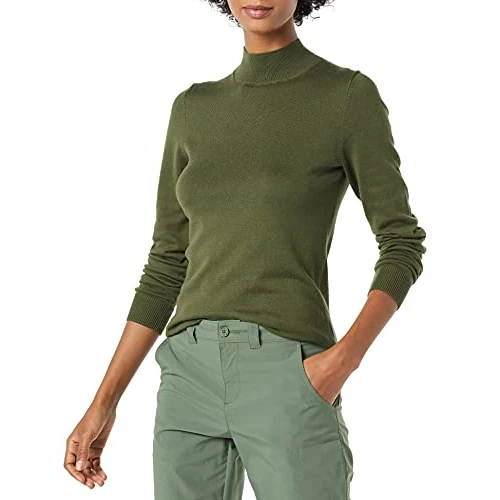 Limited-time offer: Amazon Essentials Women's Lightweight Roll Neck Long-Sleeve Jumper (Available in Plus Size), Olive, S from 19.10 £ to 10.84 £ (save 43%)
